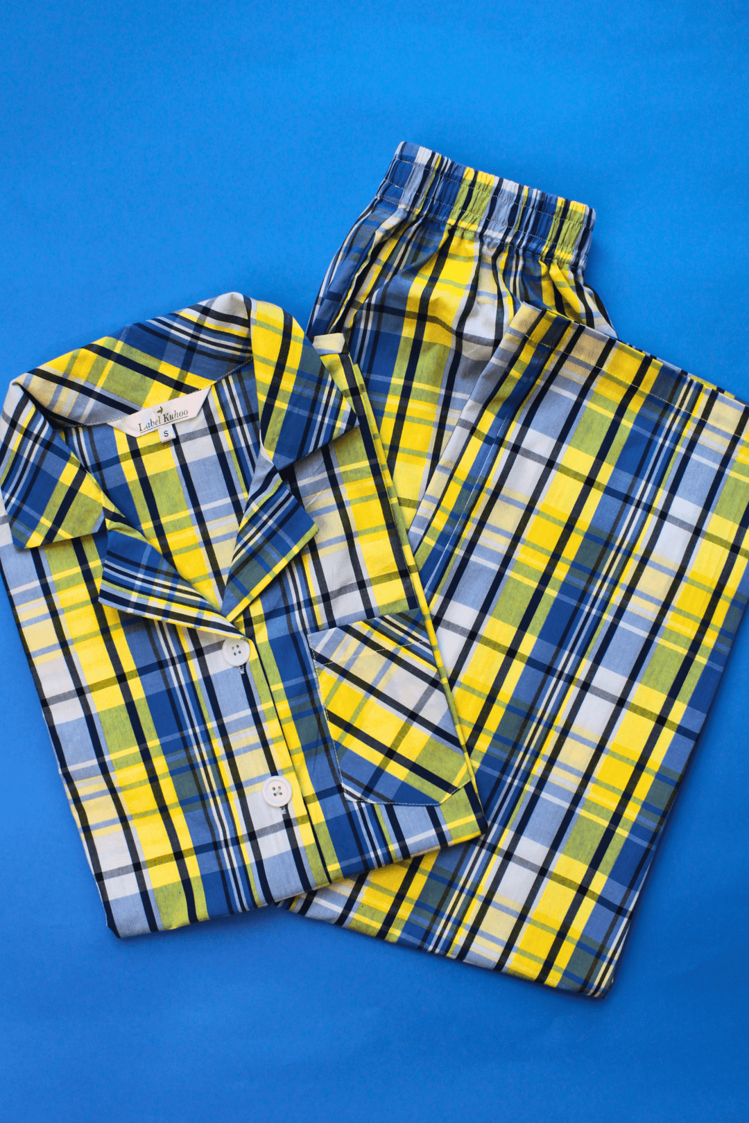 Yellow Checks Night Suit Set