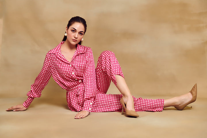 Pink Gingham Trouser