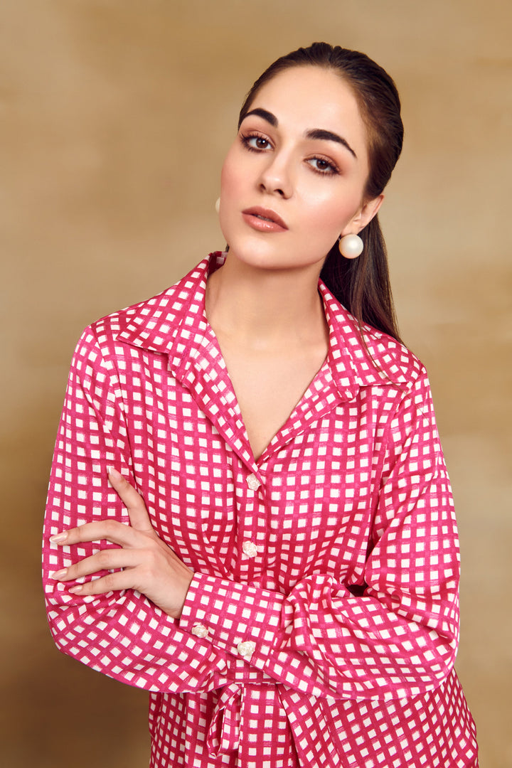 Pink Gingham Top (with belt)