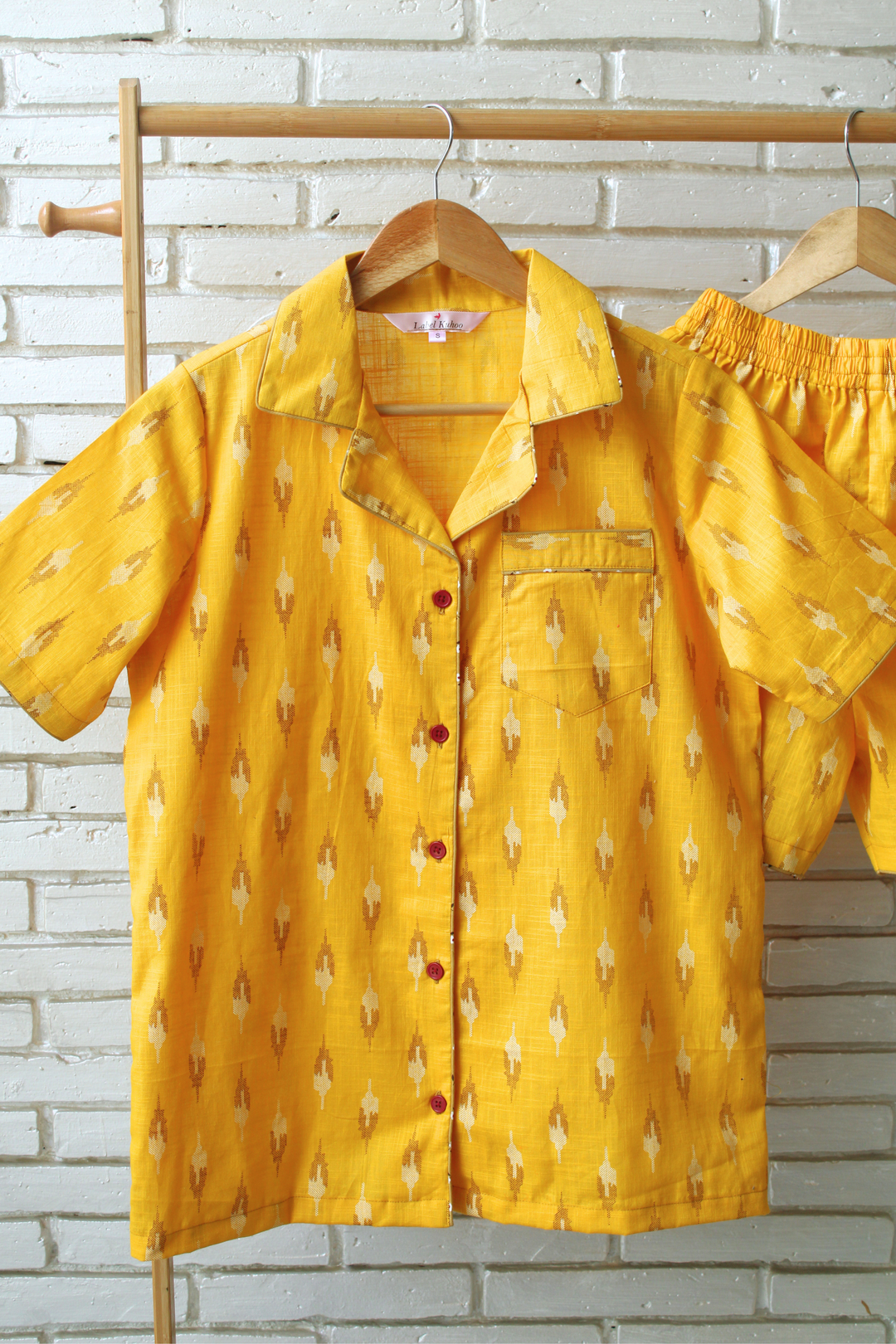 Yellow Ikkat Shorts Set