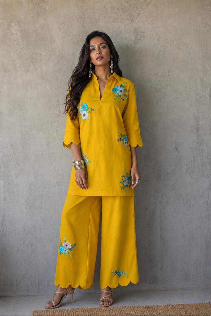 Kesari Neel Kurta Set