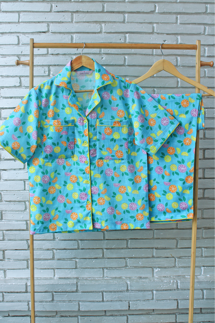 Citrus Carnival Braless Night Suit Set