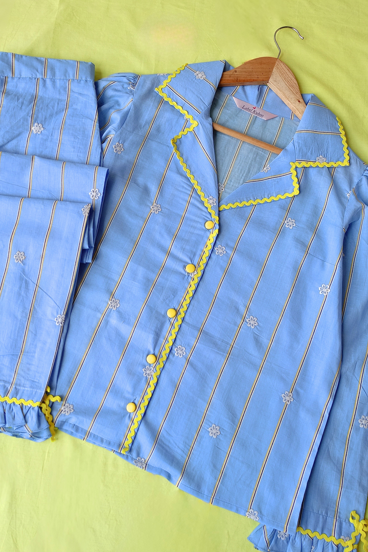 Blue Petals Night Suit Set