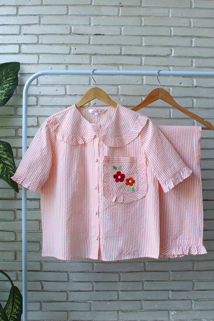 Peach Blossom Kids Night Suit Set (Girl)