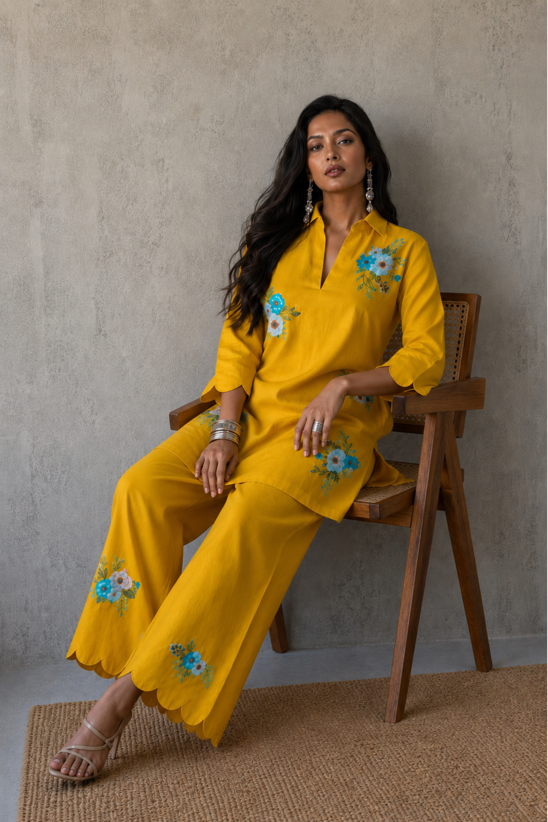 Kesari Neel Kurta Set