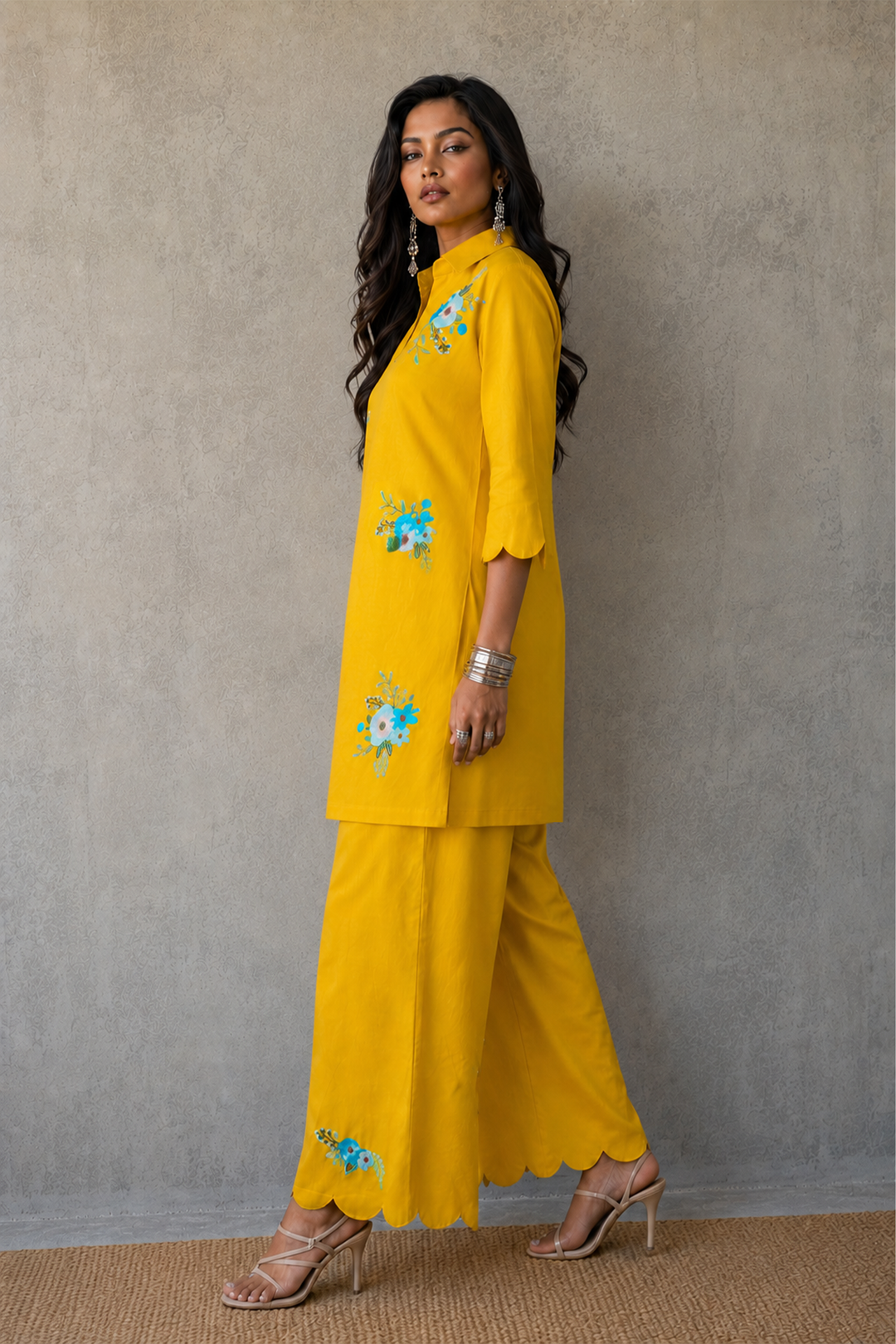 Kesari Neel Kurta Set