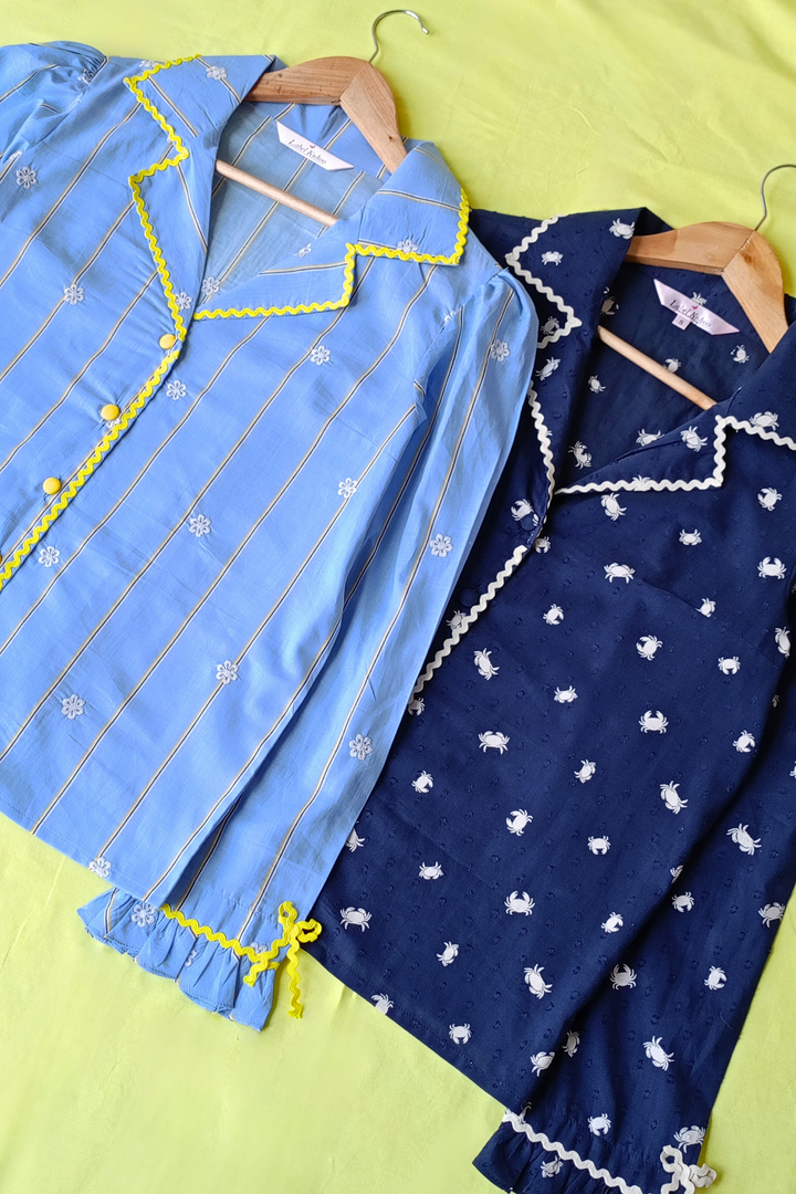 Blue Petals Night Suit Set