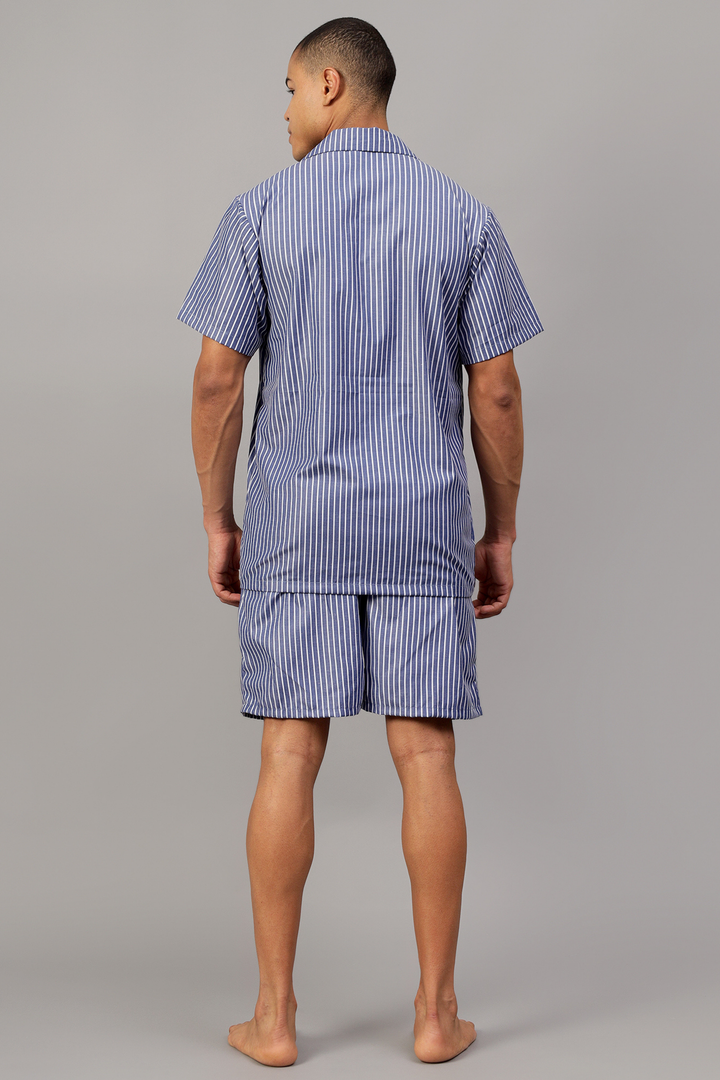 Majestic Blue Men Shorts Set