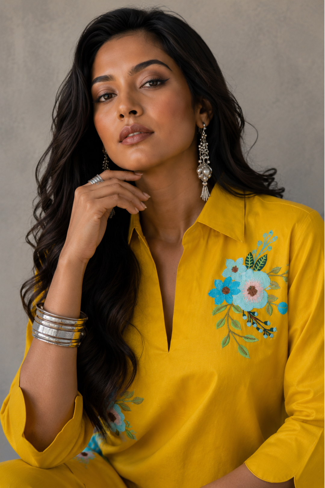 Kesari Neel Kurta Set