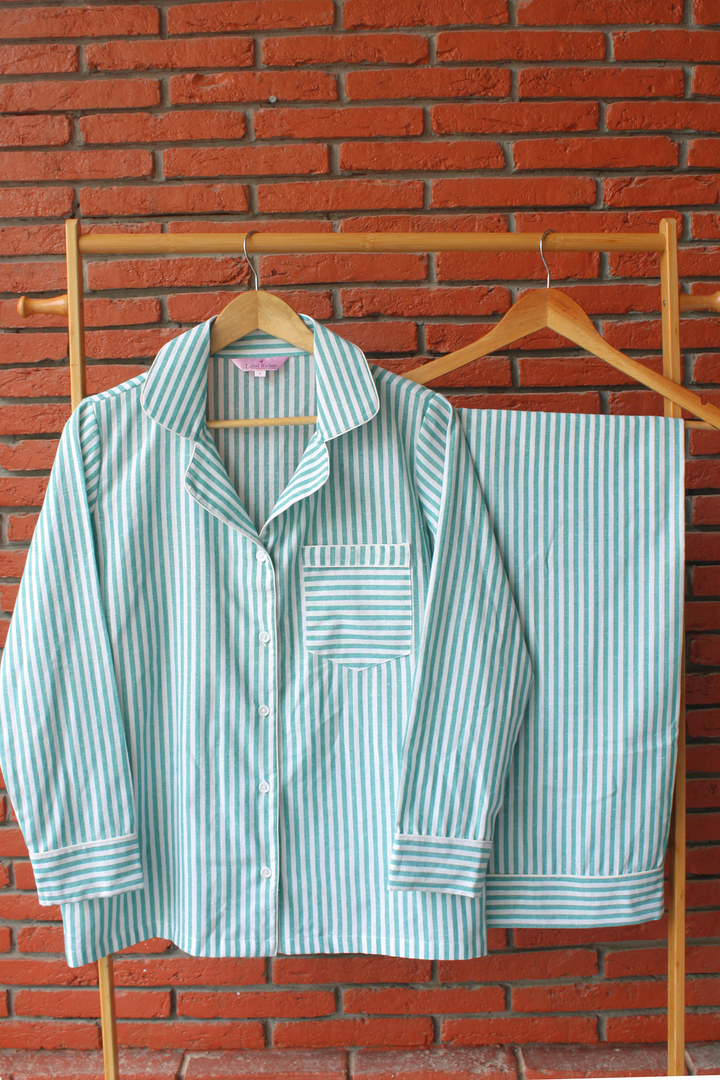 Minty Stripes Night Suit Set