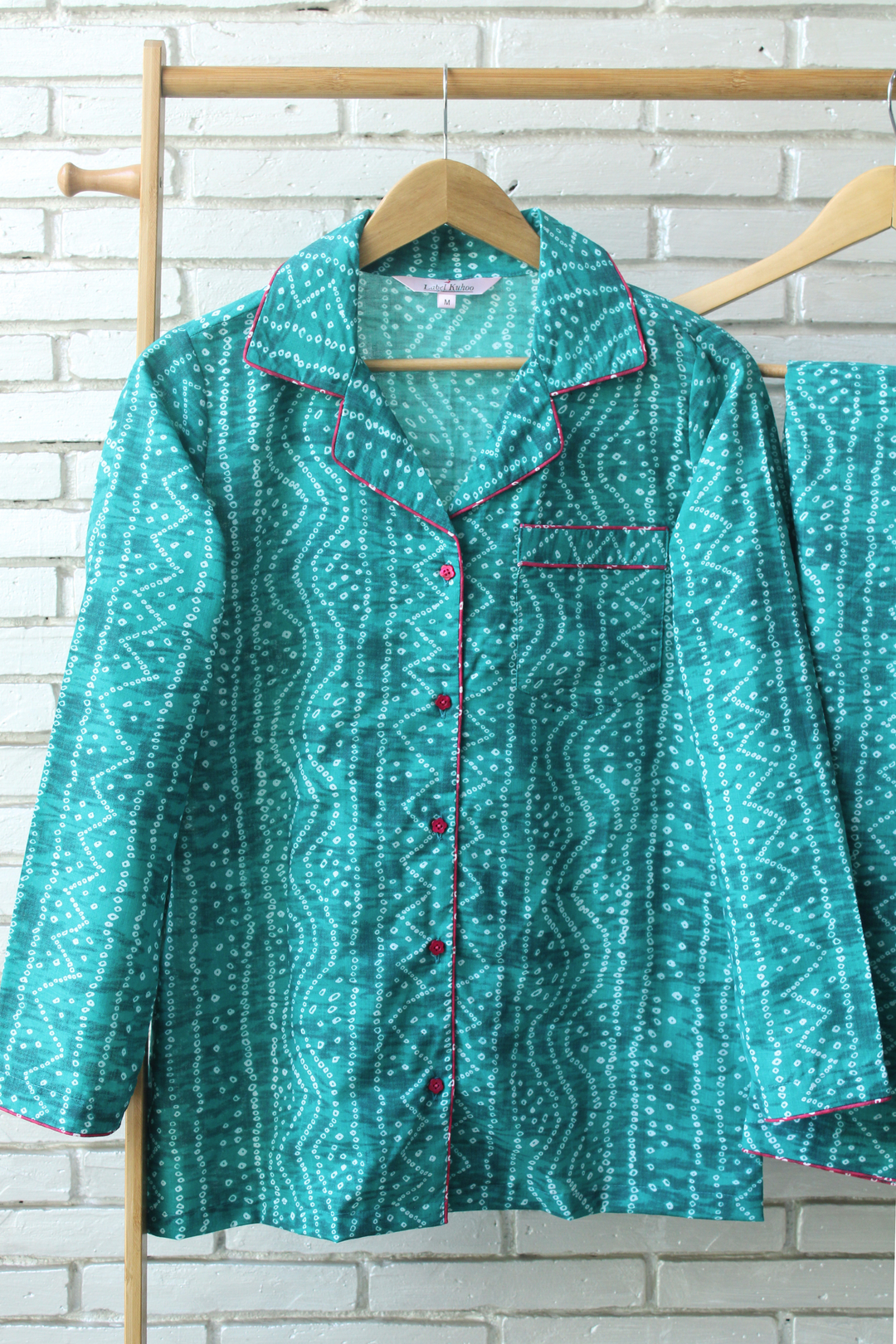 Teal Bandhani Night Suit Set