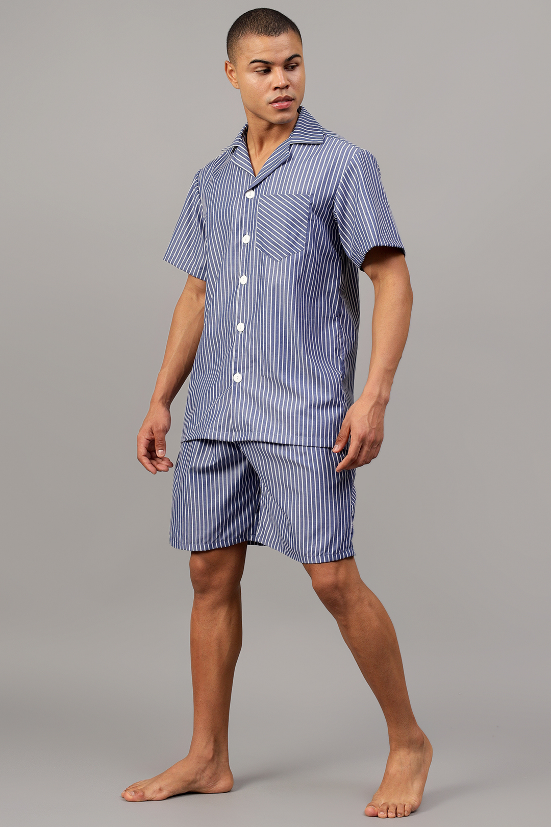 Majestic Blue Men Shorts Set