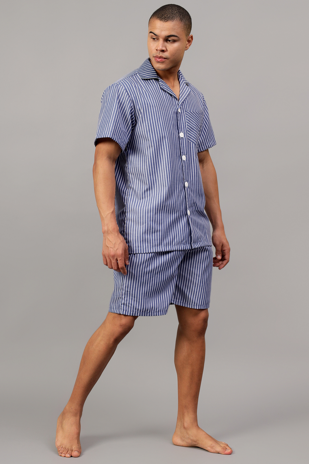 Majestic Blue Men Shorts Set