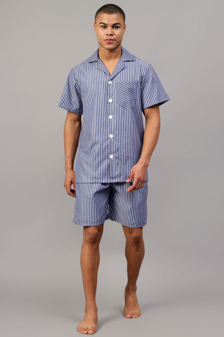 Majestic Blue Men Shorts Set