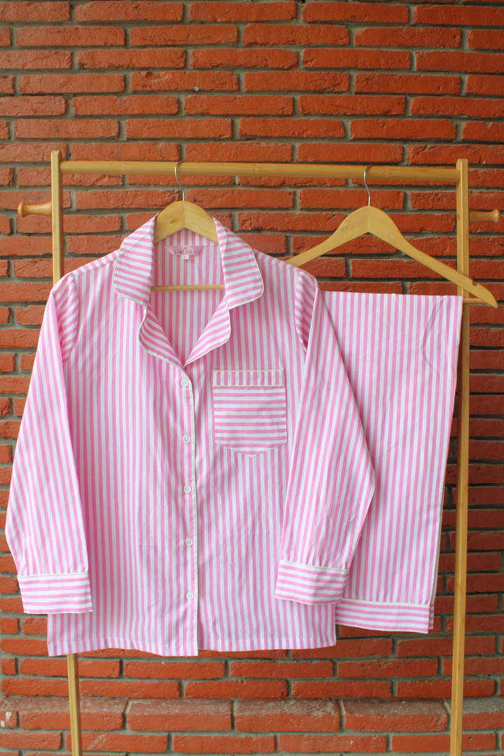 Rosy Stripes Night Suit Set