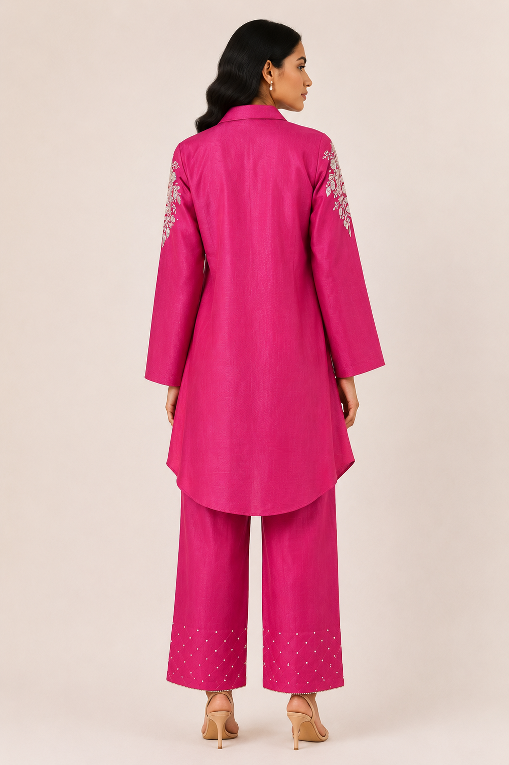 Spring Garden Kurta Set (Fuchsia)