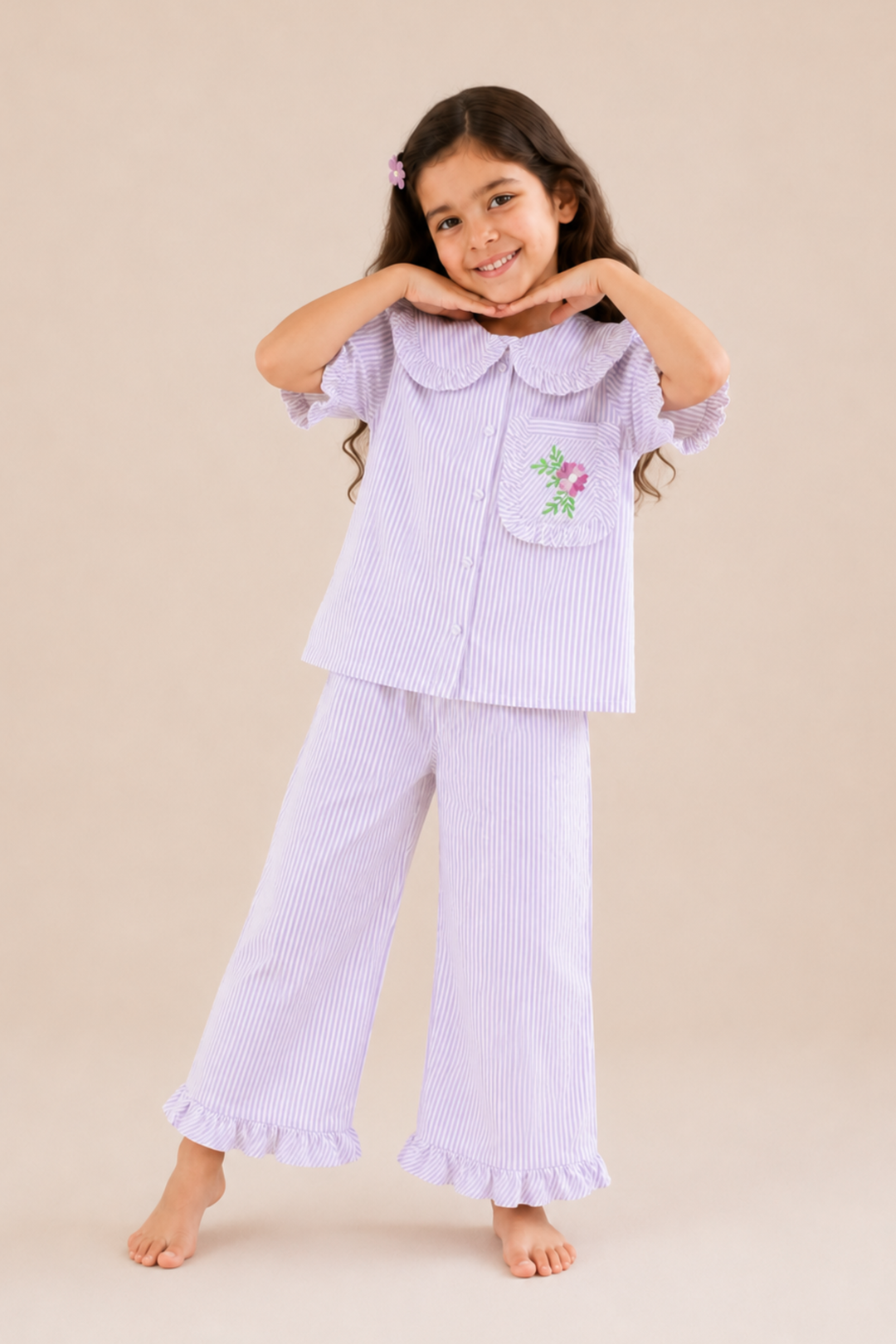 Lavender Daisy Kids Night Suit Set (Girl)