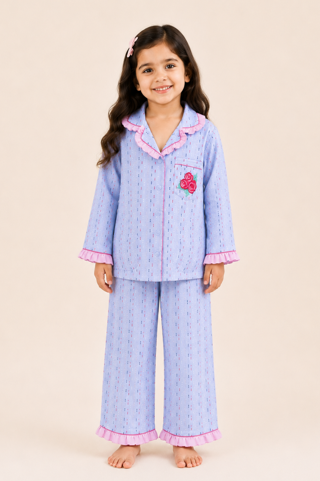 Rosy Blossom Kids Night Suit Set (Girl)