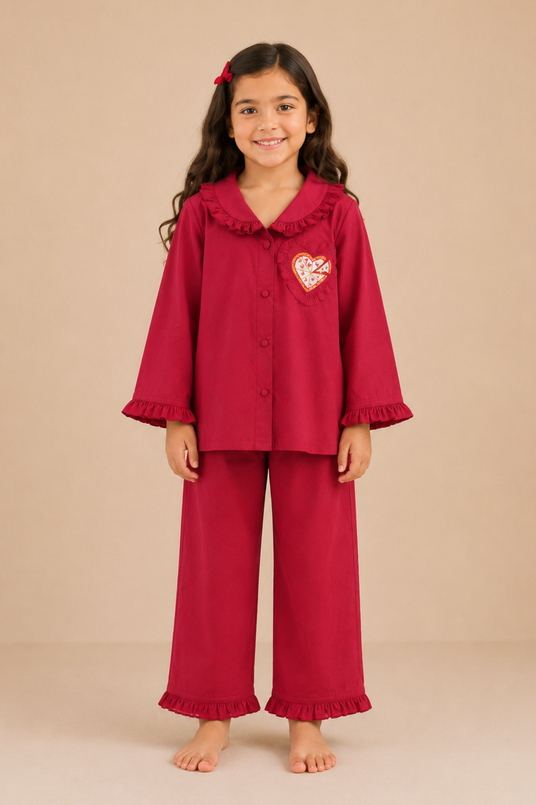 Pizza Love Kids Night Suit Set (Girl)