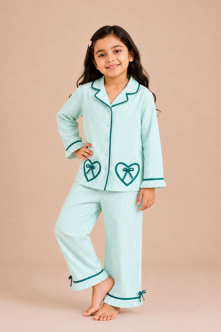 Minty Sweet Kids Night Suit Set (Girl)