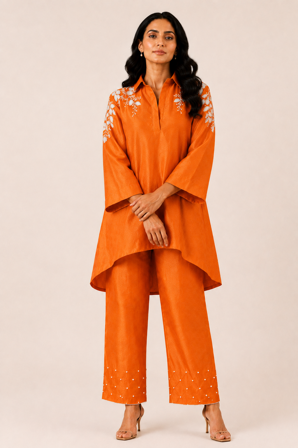 Spring Garden Kurta Set (Orange)