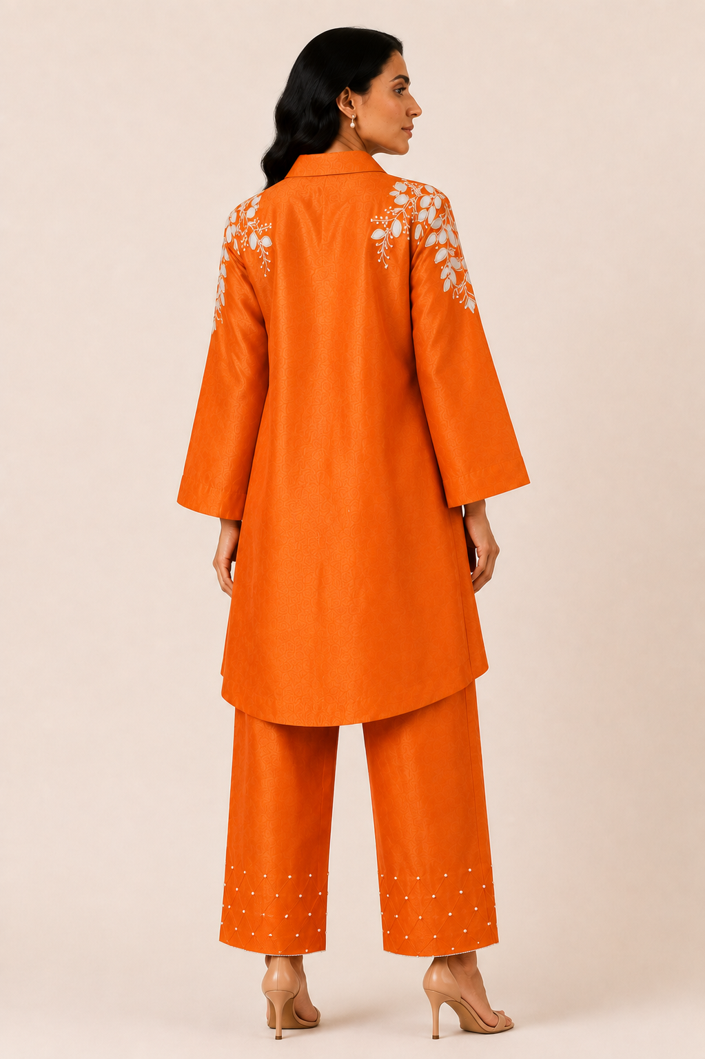 Spring Garden Kurta Set (Orange)