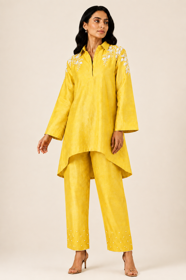 Spring Garden Kurta Set (Yellow)