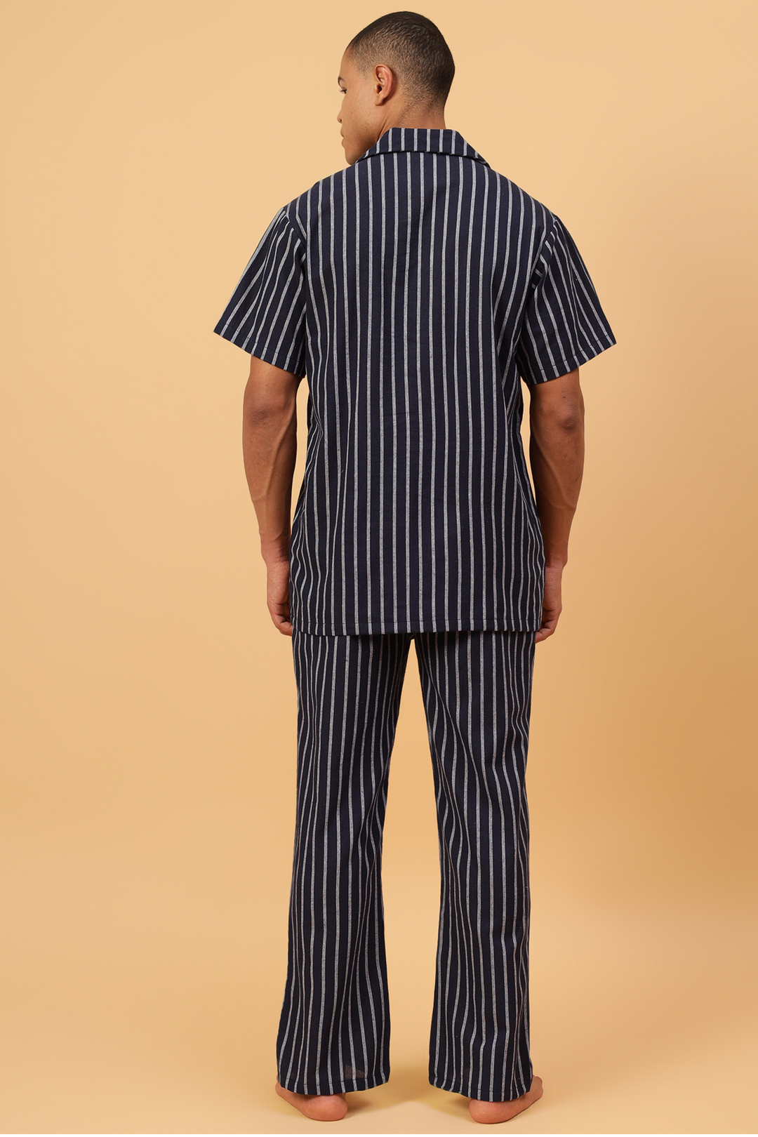 Navy Stripes Men Night Suit Set