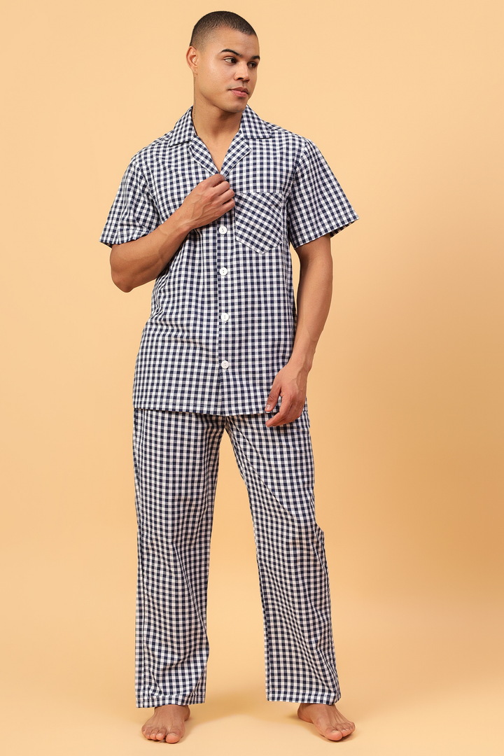 Fizzy Blue Men Night Suit Set