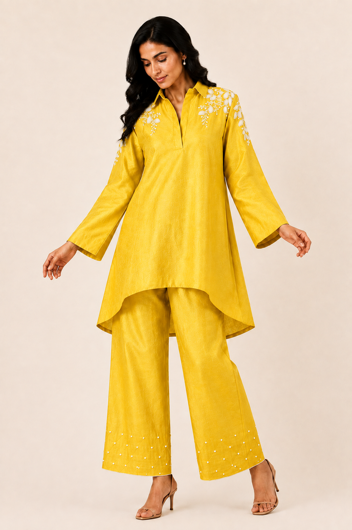 Spring Garden Kurta Set (Yellow)