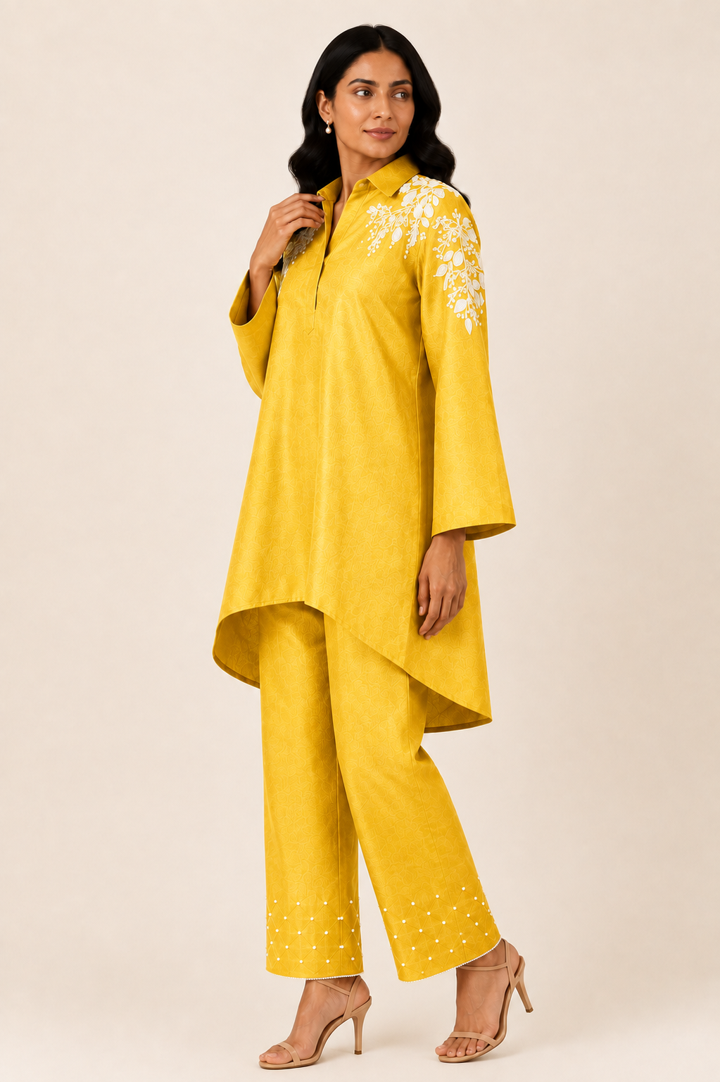 Spring Garden Kurta Set (Yellow)