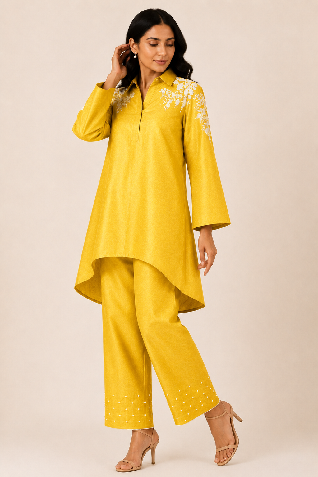Spring Garden Kurta Set (Yellow)