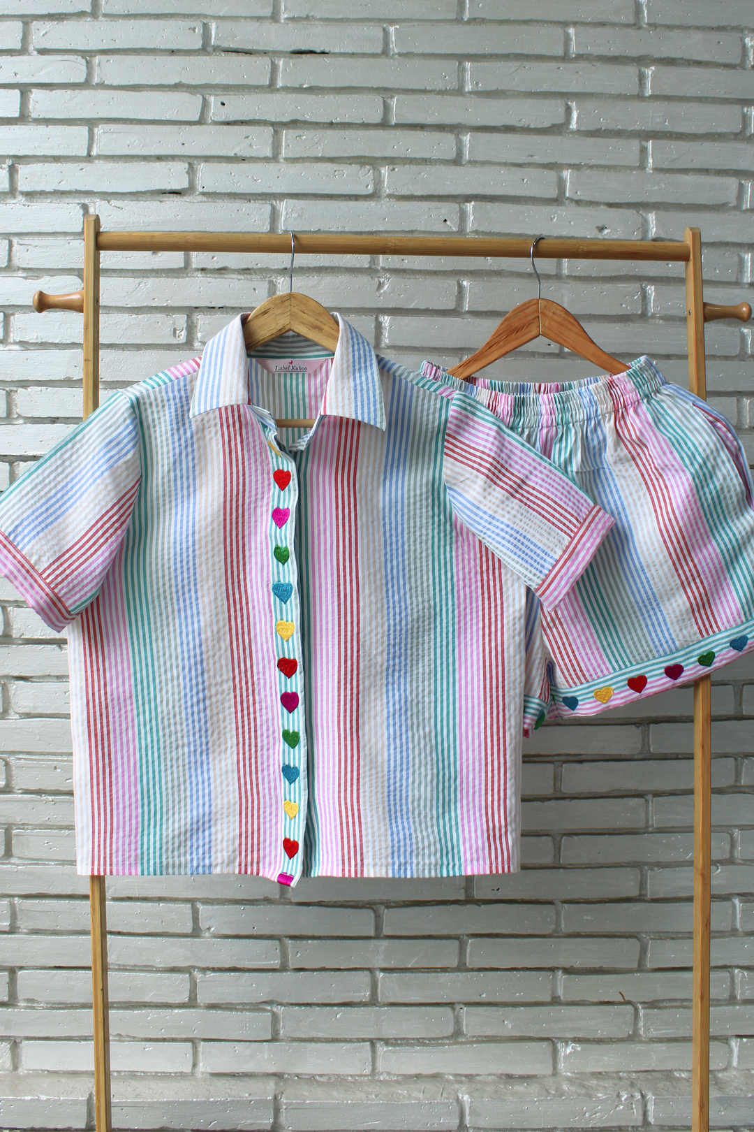 Rainbow Hearts Shorts Set