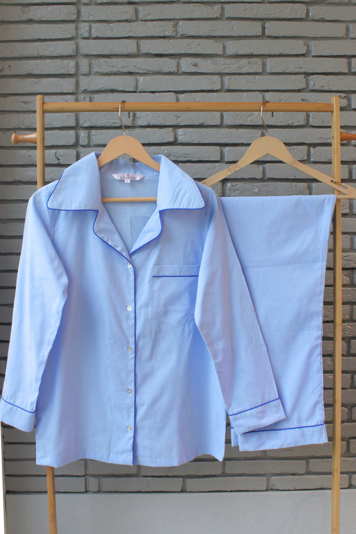 Light Blue Stripes Night Suit Set