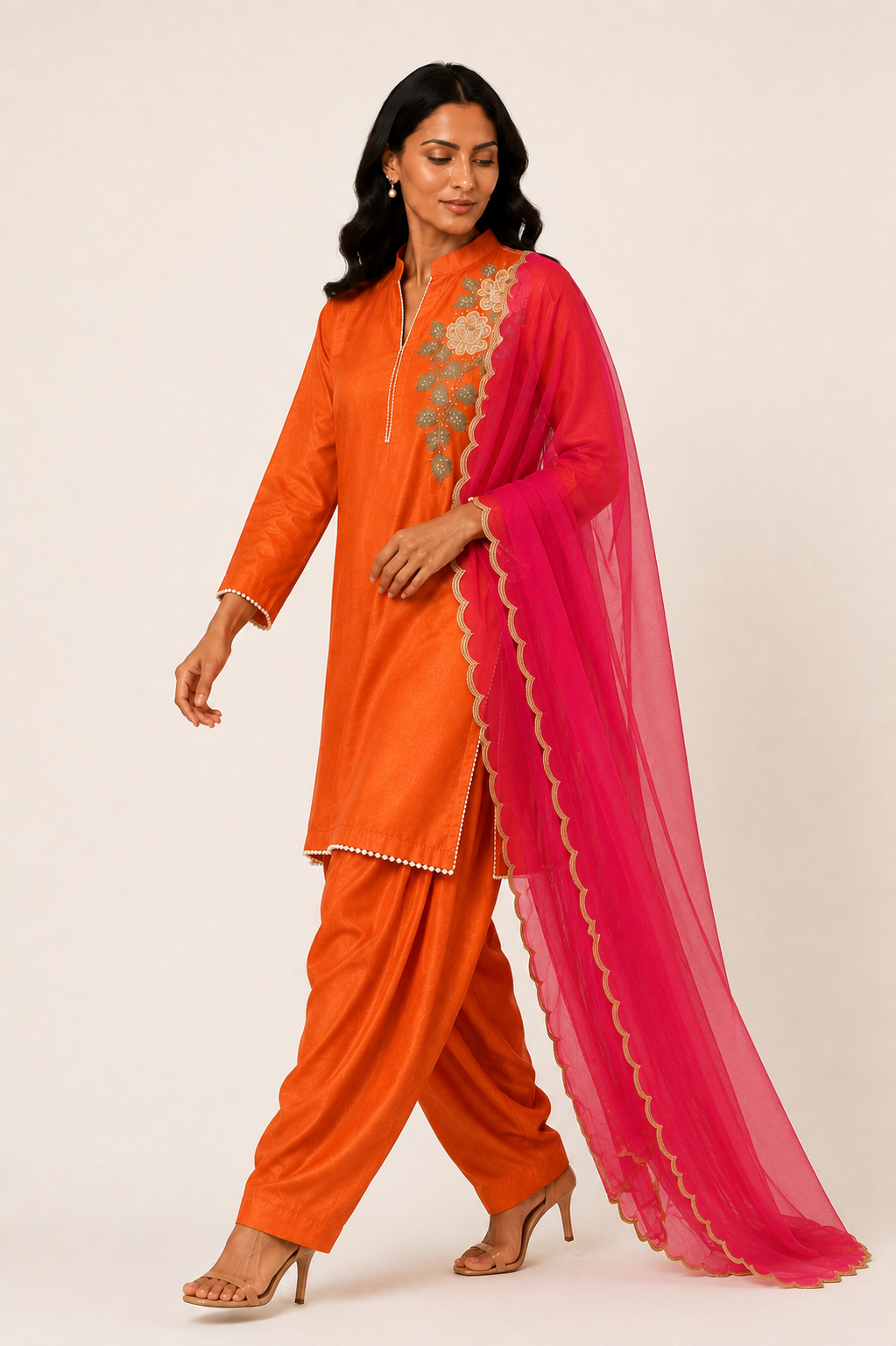 Noor In Bloom Farshi Set (Orange)