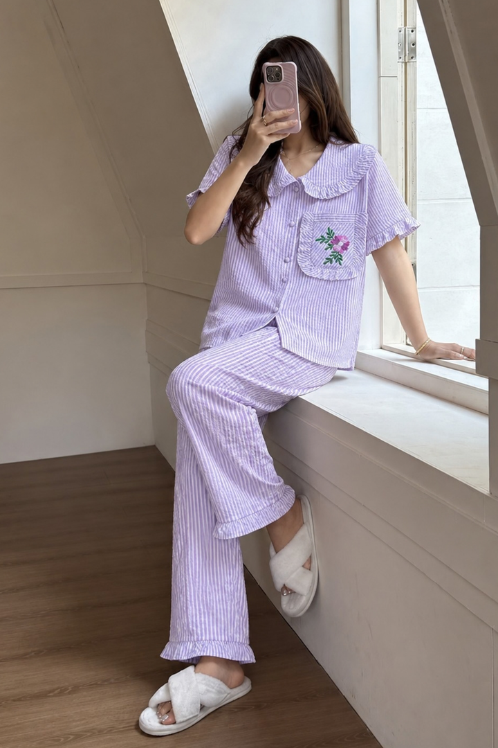 Lavender Daisy Night Suit Set
