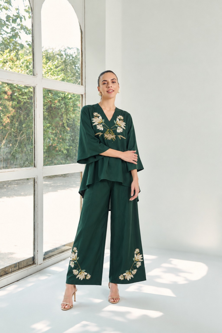 Blooming Garden Co-ord Set (Bottle Green)