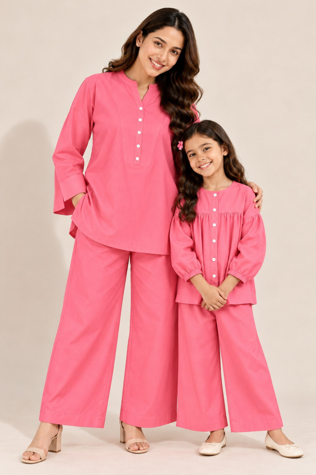 Coral Crush Duo Set  (Mother & Daughter)