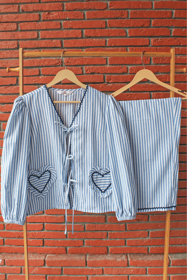 Aqua Hearts Night Suit Set