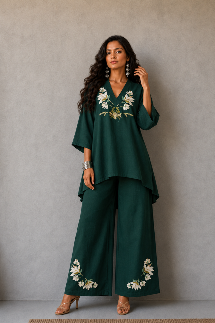 Blooming Garden Co-ord Set (Bottle Green)