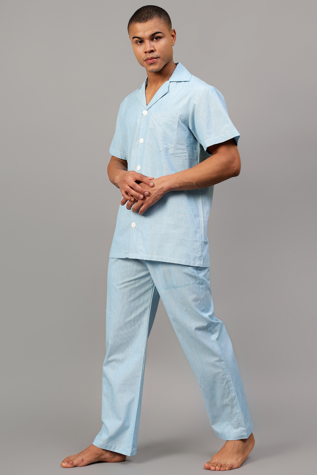 Turquoise Men Night Suit Set