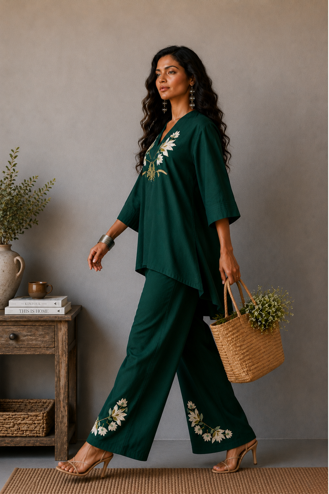 Blooming Garden Co-ord Set (Bottle Green)
