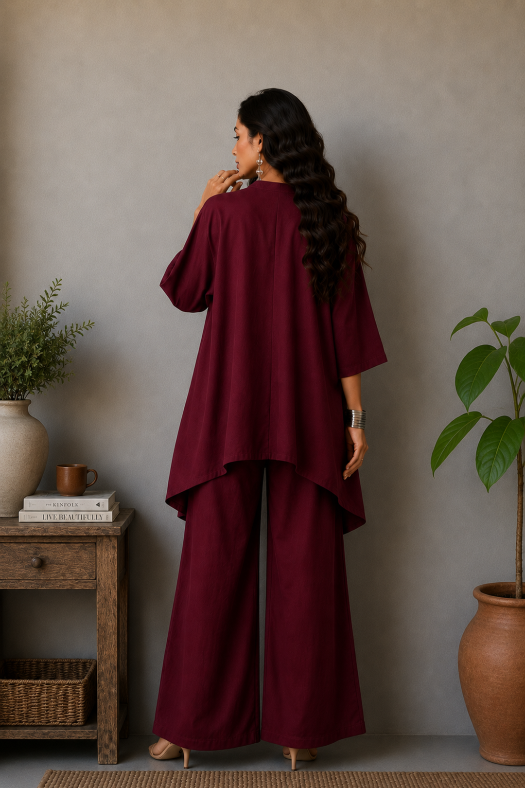 Blooming Garden Co-ord Set (Maroon)