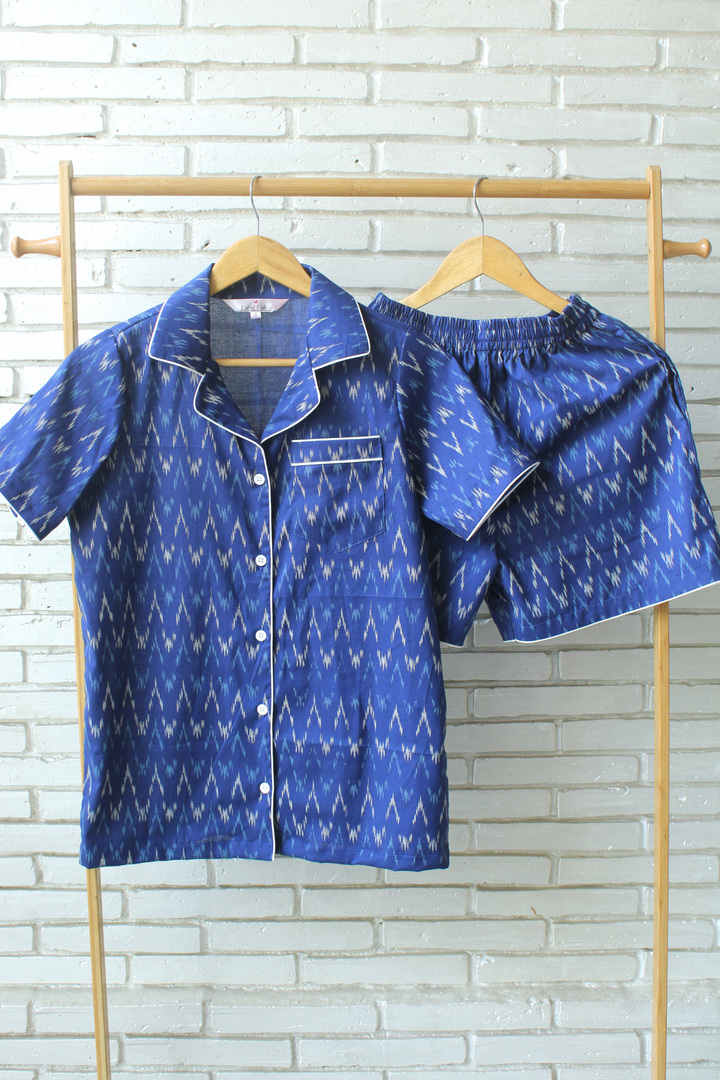 Indigo Ikat Shorts Set