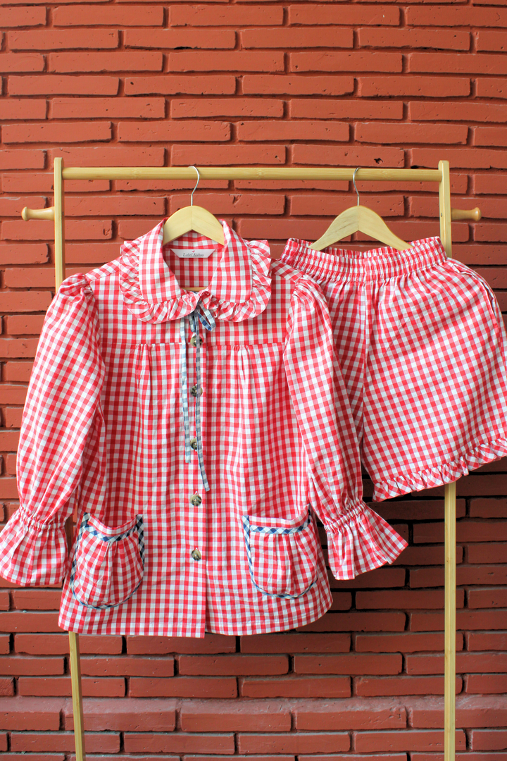 Cherry Fizz Checks Shorts Set