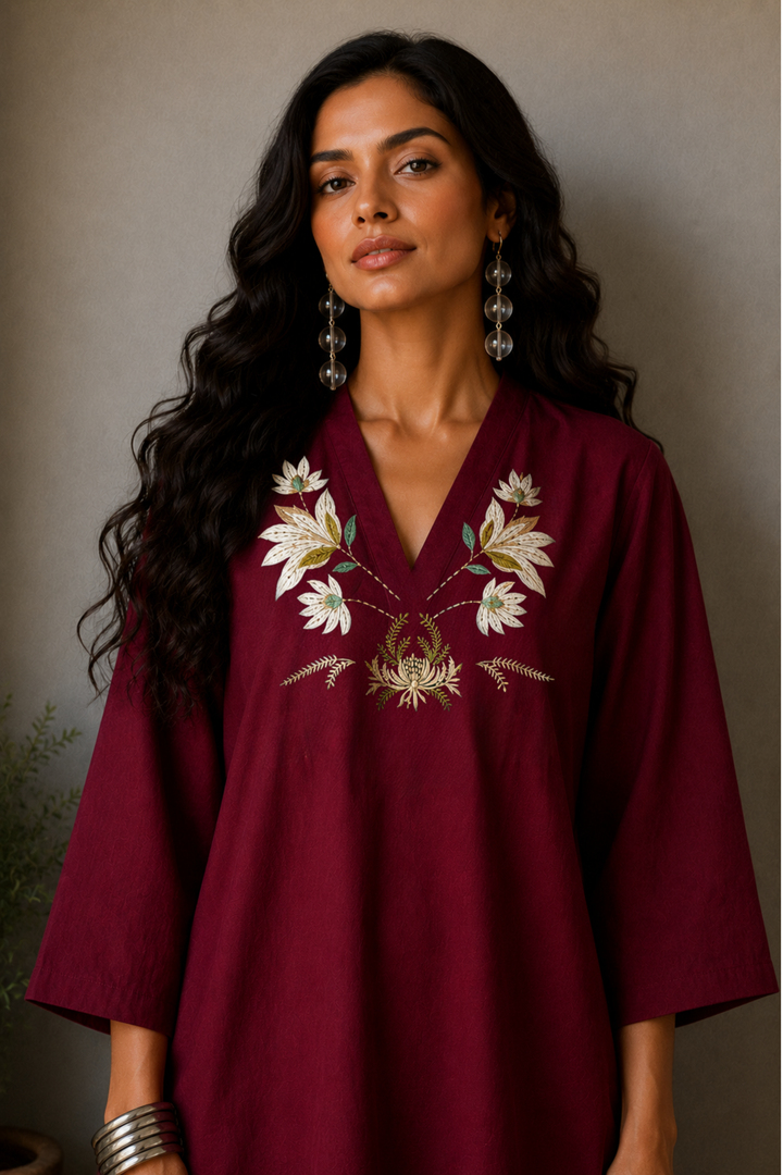Blooming Garden Co-ord Set (Maroon)