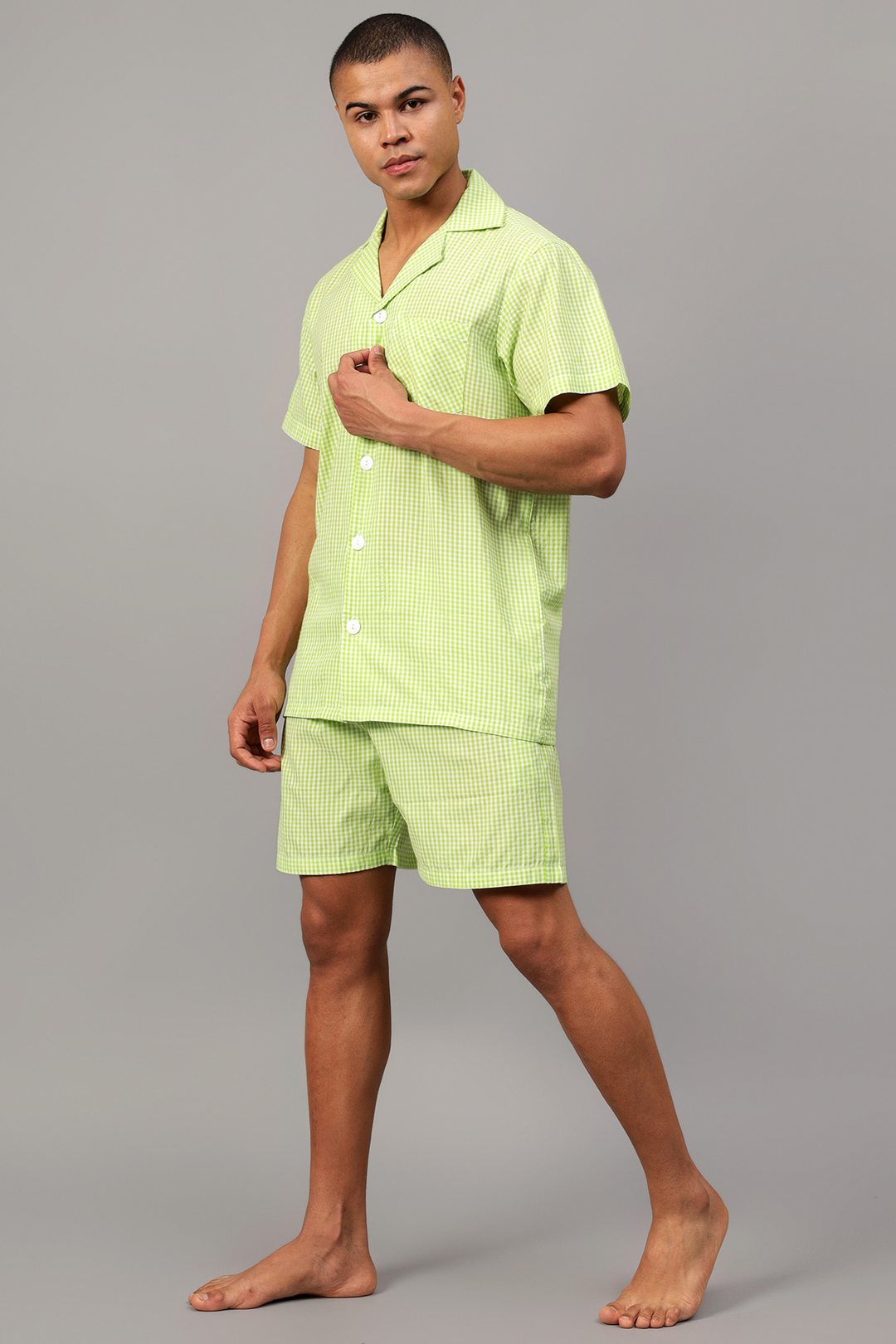 Lime Men Shorts Set