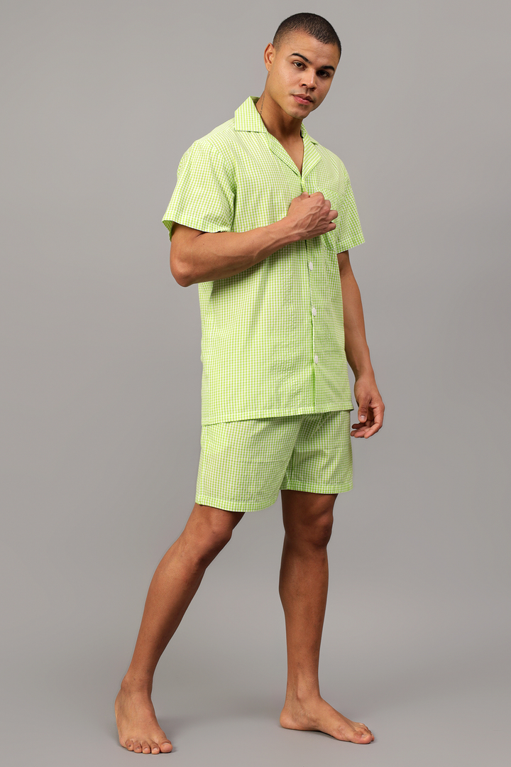 Lime Men Shorts Set