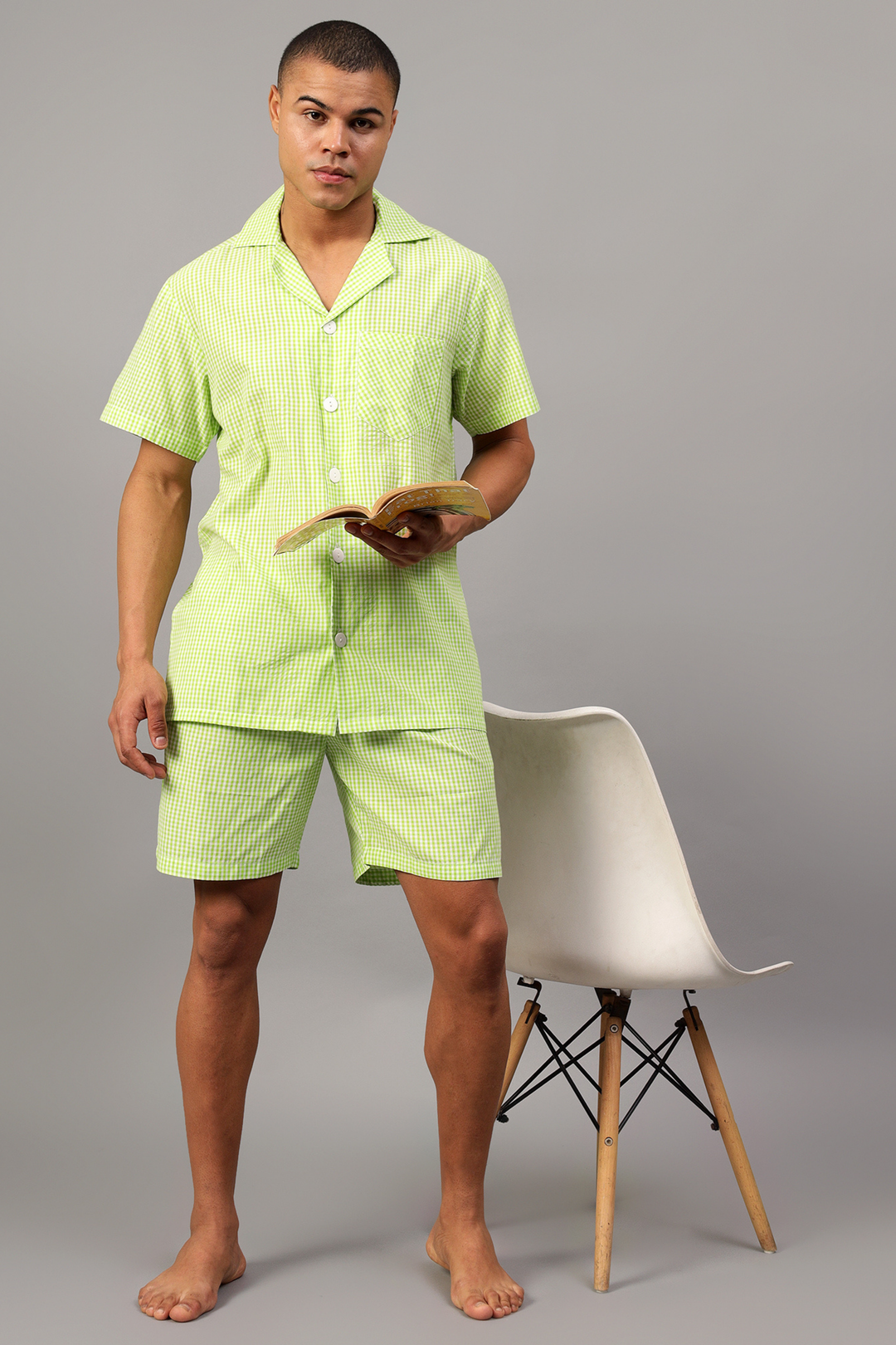 Lime Men Shorts Set