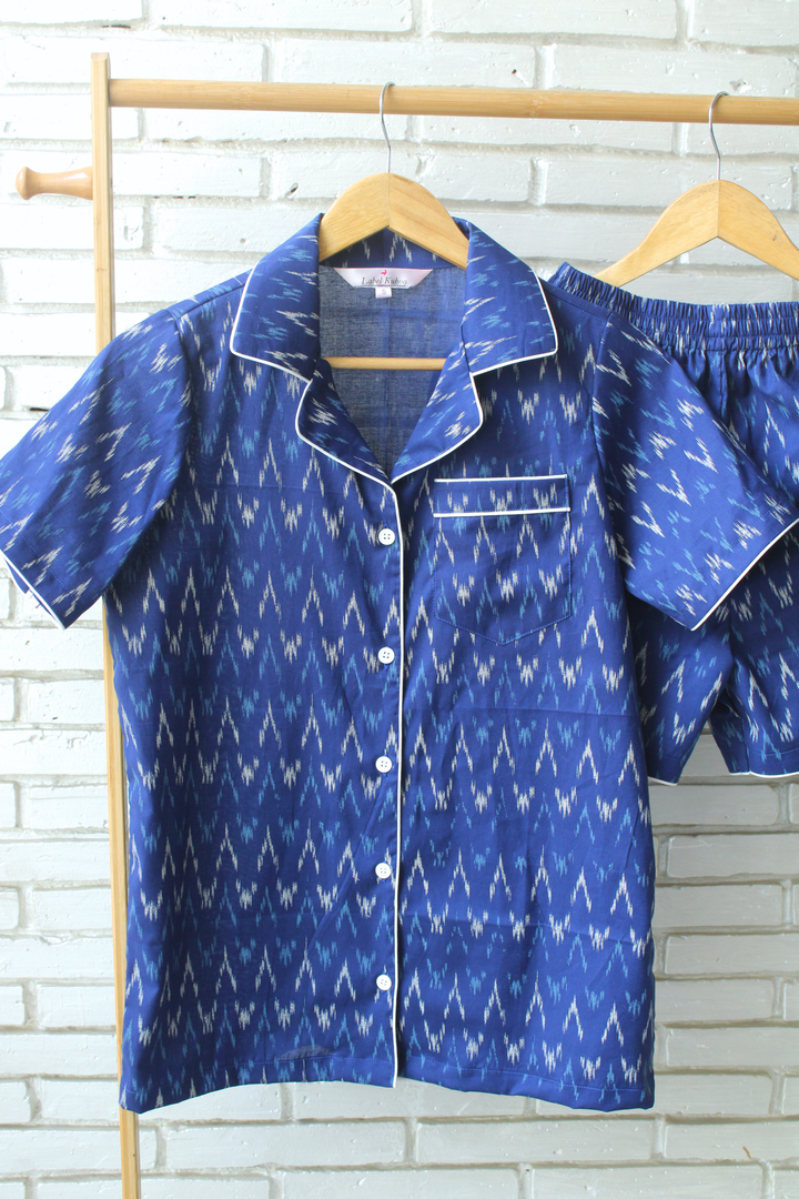 Indigo Ikat Shorts Set